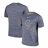 Colorado Rockies Gray Black Striped Logo Performance T-Shirt,baseball caps,new era cap wholesale,wholesale hats